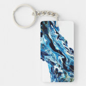 Porte-clés Abstrait Gold Navy Blue White Grey Fluid Art (Devant)
