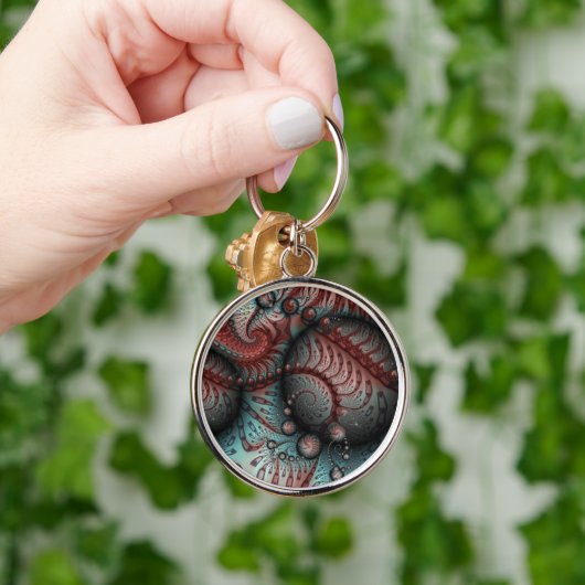 Porte-clés Abstrait Imaginaire dynamique Fractal Art Brown Bl (Main)