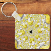 Porte-clés Abstrait jaune doré symétrique fractal (Recto)