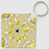 Porte-clés Abstrait jaune doré symétrique fractal (Dos)