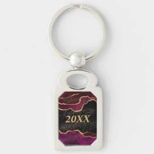 Porte-clés Abstrait Maroon Gold Sparkle Graduate 2022