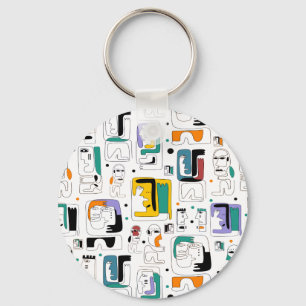 Porte-clés Abstrait maya anciens visages motif 1