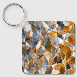 Porte-clés Abstrait Métallique Moderne Or Argent Géométrique