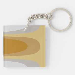 Porte-clés Abstrait moderne Brown Jaune, gris Art géométrique