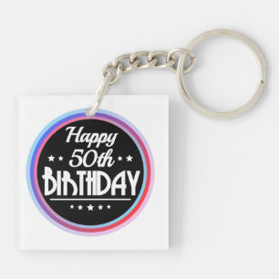 Porte-clés Abstrait moderne Joyeux 50e anniversaire