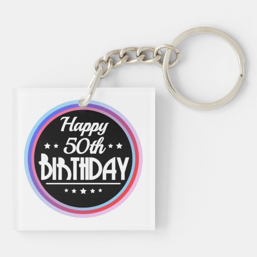 Porte-clés Abstrait moderne Joyeux 50e anniversaire (Dos)