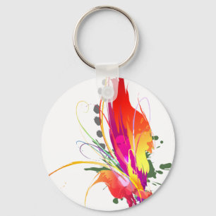 Porte-clés Abstrait Oiseau de Paradise Paint Splatters