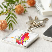 Porte-clés Abstrait Oiseau de Paradise Paint Splatters (Côté)