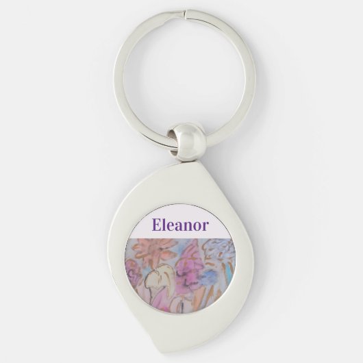 Porte-clés Abstrait Pastel Floral Personnalisé (Devant)