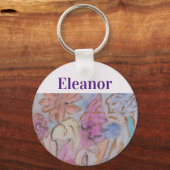 Porte-clés Abstrait Pastel Floral Personnalisé (Recto)
