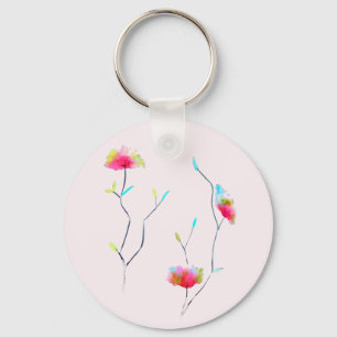 Porte-clés Abstrait rose d'inspiration japonaise florale simp