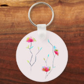 Porte-clés Abstrait rose d'inspiration japonaise florale simp (Recto)