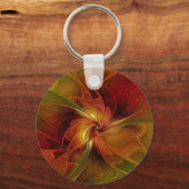 Porte-clés Abstrait Rouge Orange Brown Vert Fractal Art Flowe (Verso)