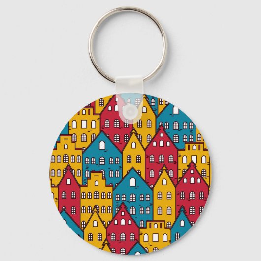 Porte-clés Abstrait urbain : motif urbain vintage (Recto)