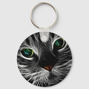 Porte-clés Abstrait Visage Kitty blanc Fractal Kitty