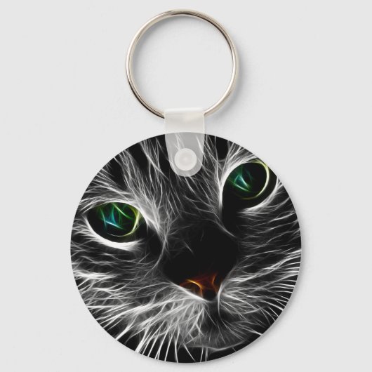 Porte-clés Abstrait Visage Kitty blanc | Fractal Kitty (Recto)