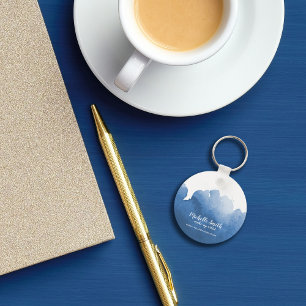 Porte-clés Abstraite couleur d'aquarelle bleu maquiller l'art