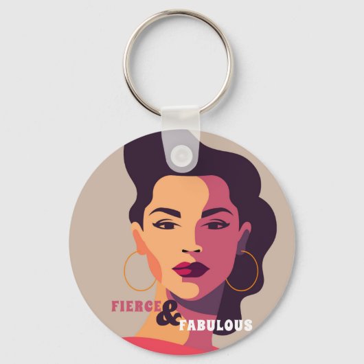 Porte-clés Abstraite femme Portrait FIERCE & FABULOUS Moderne (Recto)