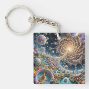Porte-clés Abstraite harmonie cosmique avec énergie mandala