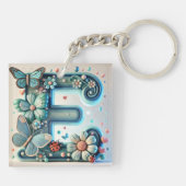 Porte-clés 🦋 Accent Papillon Lettre Florale E 🌸 (Dos)