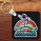 Porte-clés Acceptation de l'autisme Astronaut arc-en-ciel (Recto)