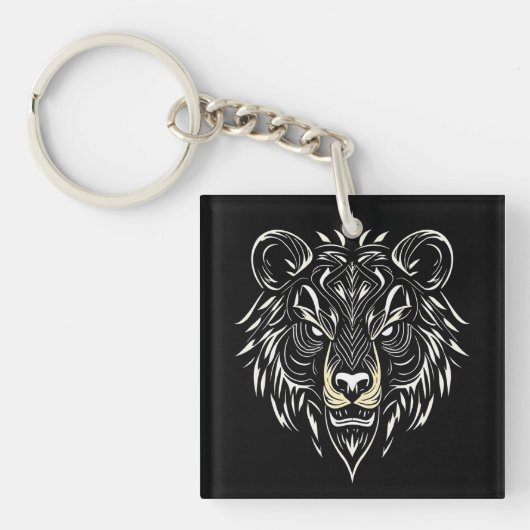 Porte-clés Accessoire Cadeau Tête d'Ours Faune 🐻 (Devant)