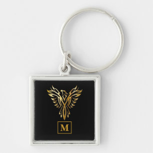 Porte-clés Accessoire de levage monogramme noir et or Phoenix