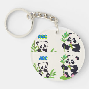 Porte-clés Accessoire d'ours noir et blanc Kawaii