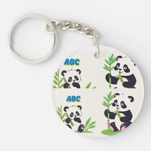 Porte-clés Accessoire d'ours noir et blanc Kawaii (Devant)
