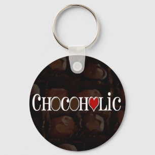 Porte-clés Accro du chocolat, brun foncé et conception drôl