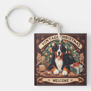 Porte-clés Accueil Vintage Noël Bernese Mountain Dog