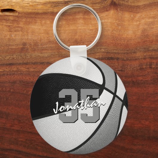 Porte-clés acheter 1 ou en vrac noir gris personnalisé basket (Recto)