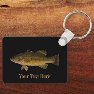 Porte-clés Achigan à grande bouche Votre texte ici Poisson