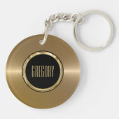 Porte-clés Acier inoxydable métallique monogramme 2 (Dos)