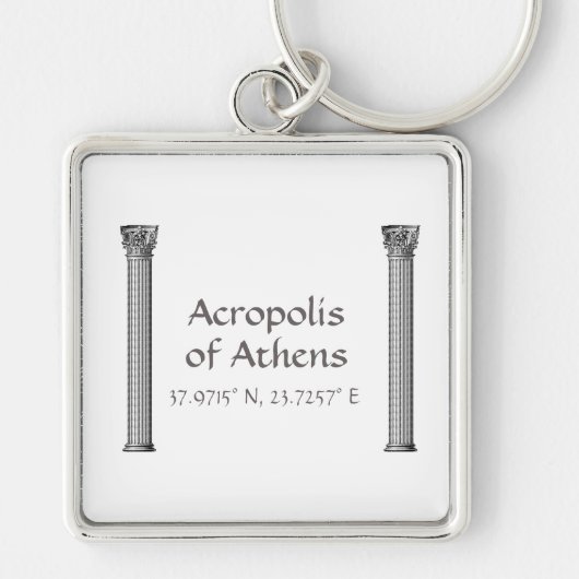 Porte-clés Acropole d'Athènes Latitude Longitude (Devant)