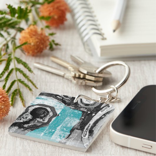 Porte-clés Acrylic Keychain – Surface Current Abstract Flow (Devant Droit)