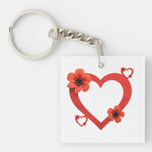 Porte-clés Acrylic Keychain with Red Heart – Minimalist Style (Devant)