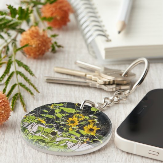 Porte-clés acrylic keychain with sunflower photo (Devant droit)