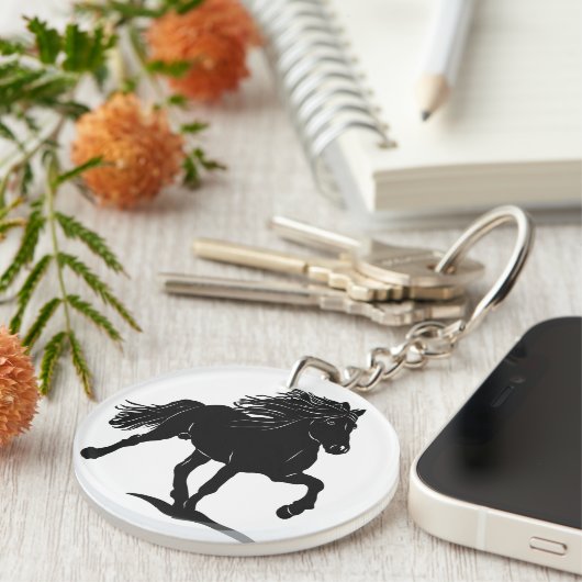 Porte-clés acrylique à cheval islandais (Devant Droit)