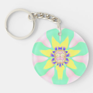 Porte-clés Acrylique circulaire vert jaune rose pourpre ~ Key