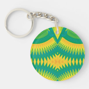 Porte-clés Acrylique circulaire verte jaune orange brillant ~