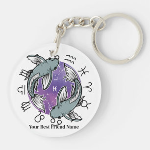 Porte-clés acrylique du zodiaque Scorpion & Poisso