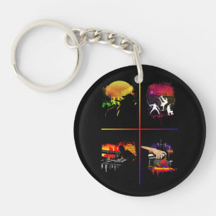 Porte-clés acrylique éléments Hip Hop couleur urba