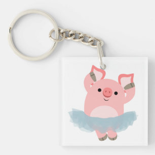 Porte-clés acrylique en forme de cochon ballerine 