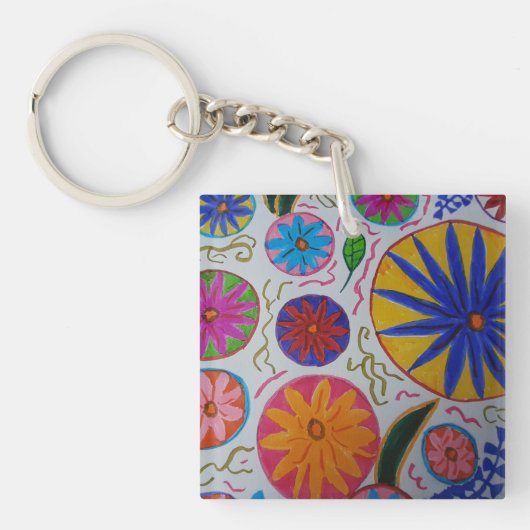 Porte-clés Acrylique Florale Moderne (Devant)