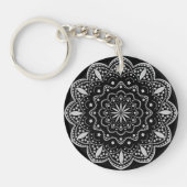 Porte-clés acrylique Mandala | Noir et Gris (Devant)