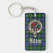 Porte-clés Adam Clan Badge/Tartan Rectangle (Devant)