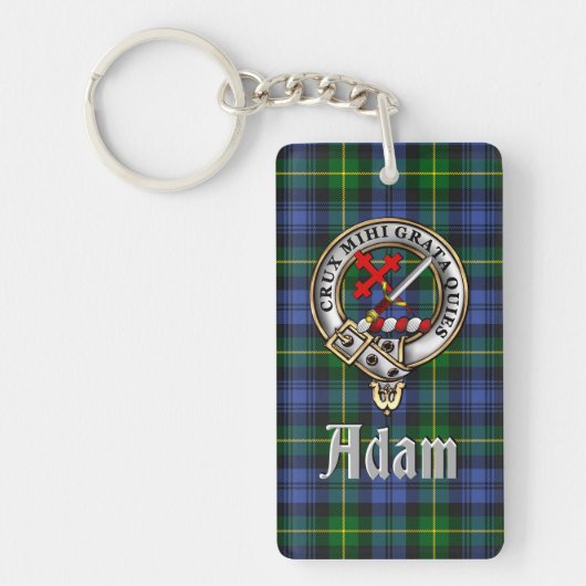 Porte-clés Adam Clan Badge/Tartan Rectangle (Devant)