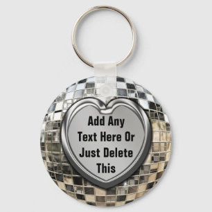 Porte-clés Add Any Text Mirror Ball Keychain