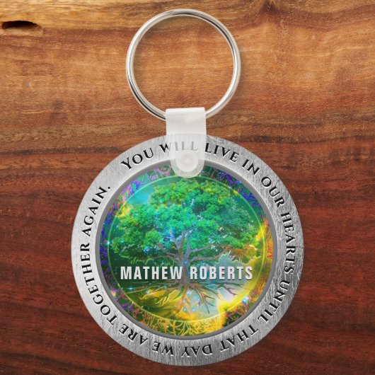 Porte-clés Add Name Silver Memorial Tree of Life (Verso)